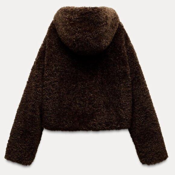 ZARA BRAND NEW FAUX FUR SHEARLING TOGGLE TEDDY JACKET Size S - Picture 3 of 13